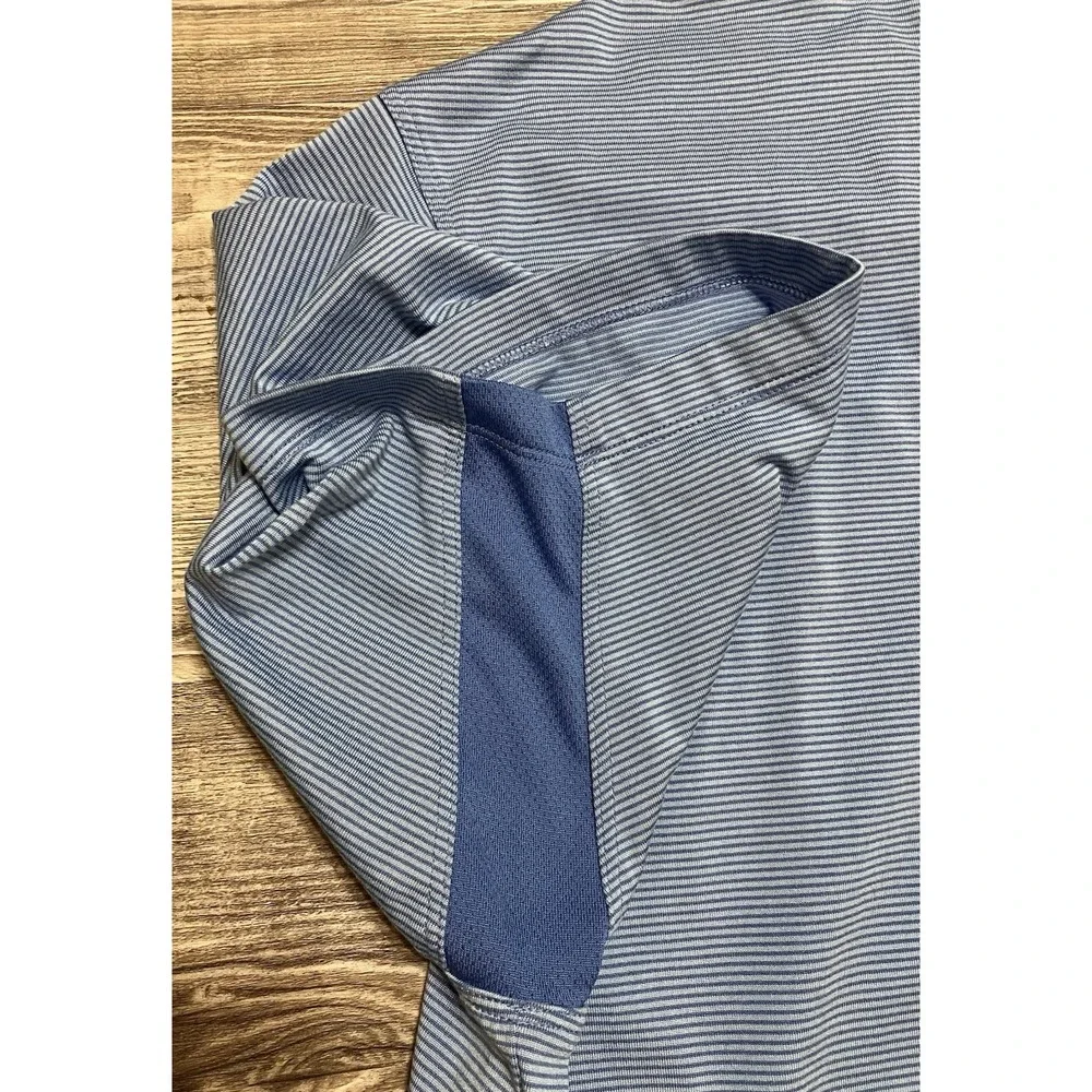Adidas Mens XL‎ Polo Shirt Blue Striped ClimaCool Short Sleeve P77903